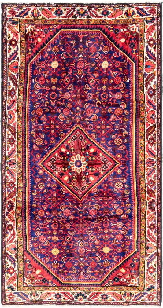 5' 2 x 10' 9 Hand Knotted Hossainabad Persian Wool Runner Rug