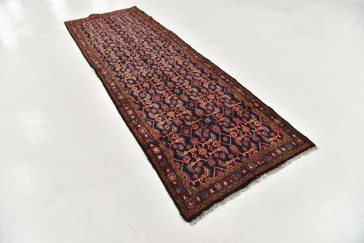 3' 7 x 10' 5 Hand Knotted Hossainabad Persian Wool Runner Rug