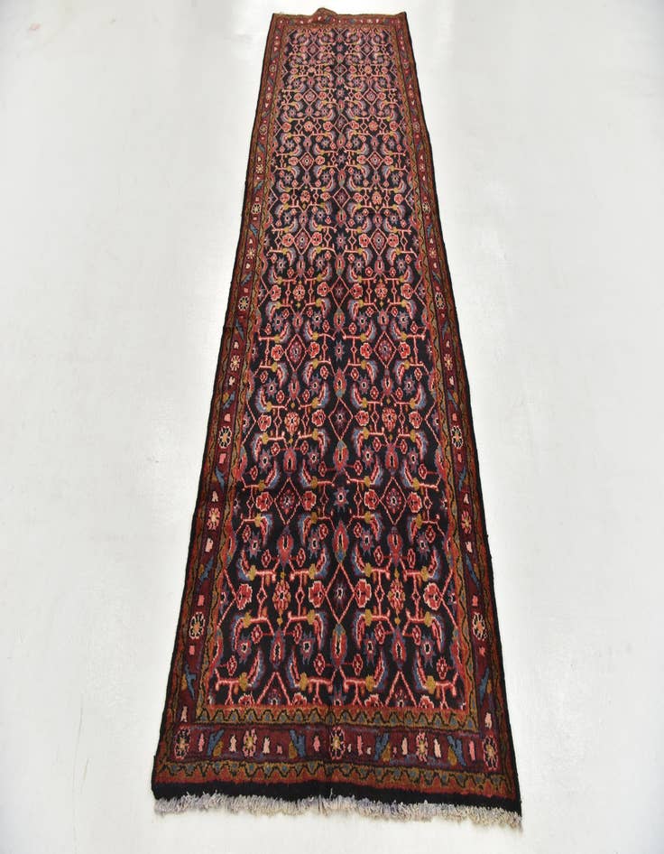 Detail image of 3' 7 x 10' 5  Hand Knotted Hossainabad Persian Wool Runner Rug