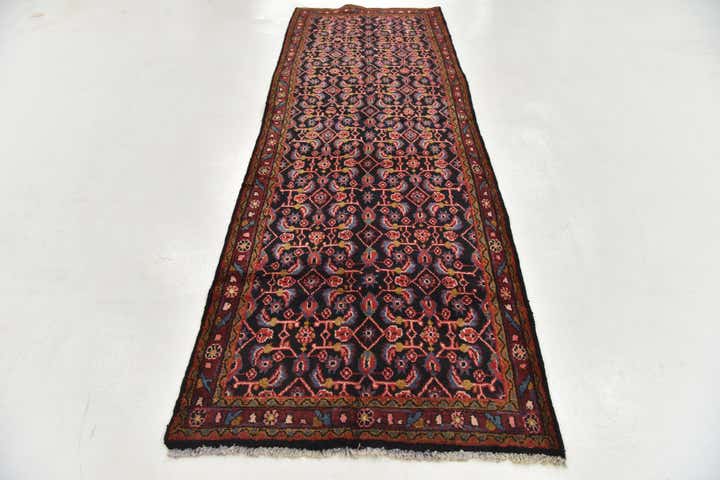 3' 7 x 10' 5 Hand Knotted Hossainabad Persian Wool Runner Rug