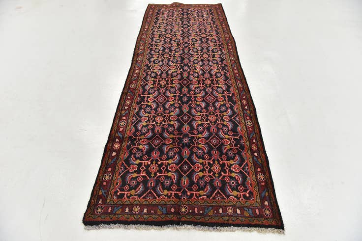 Detail image of 3' 7 x 10' 5 Hand Knotted Hossainabad Persian Wool Runner Rug