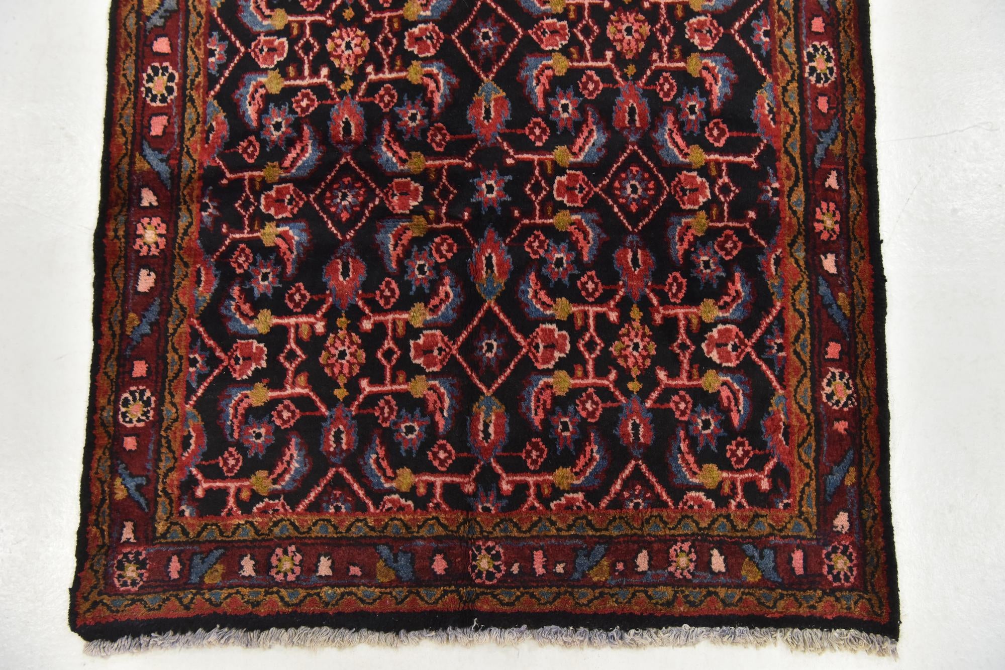 110cm x 320cm anudado a mano Hossainabad Alfombra Persa Lana Pasillera