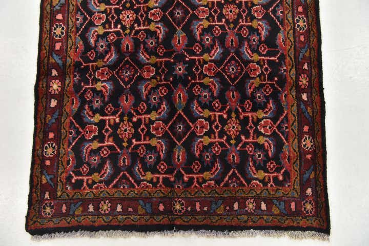 3' 7 x 10' 5 Hand Knotted Hossainabad Persian Wool Runner Rug