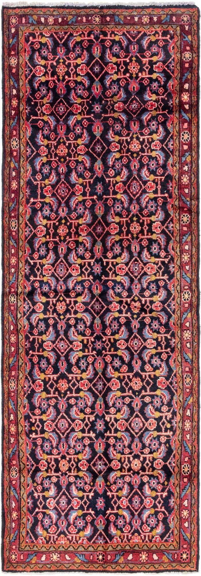 3' 7 x 10' 5 Hand Knotted Hossainabad Persian Wool Runner Rug