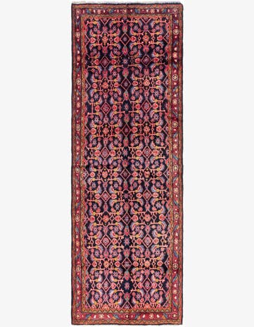 3' 7 x 10' 5 Hand Knotted Hossainabad Persian Wool Runner Rug