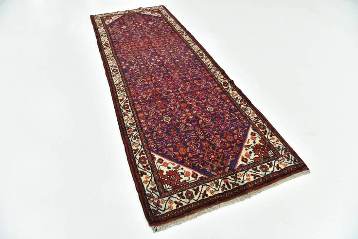 Detail image of 3' 6 x 9' 10 Hand Knotted Hossainabad Persian Wool Runner Rug