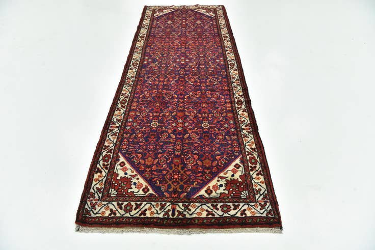 Detail image of 3' 6 x 9' 10 Hand Knotted Hossainabad Persian Wool Runner Rug