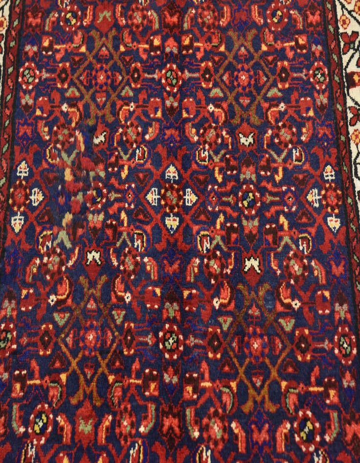 Detail image of 3' 6 x 9' 10 Hand Knotted Hossainabad Persian Wool Runner Rug