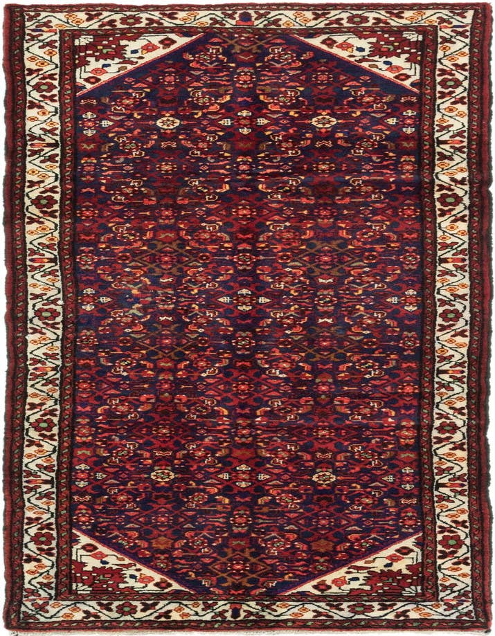Detail image of 3' 6 x 9' 10 Hand Knotted Hossainabad Persian Wool Runner Rug