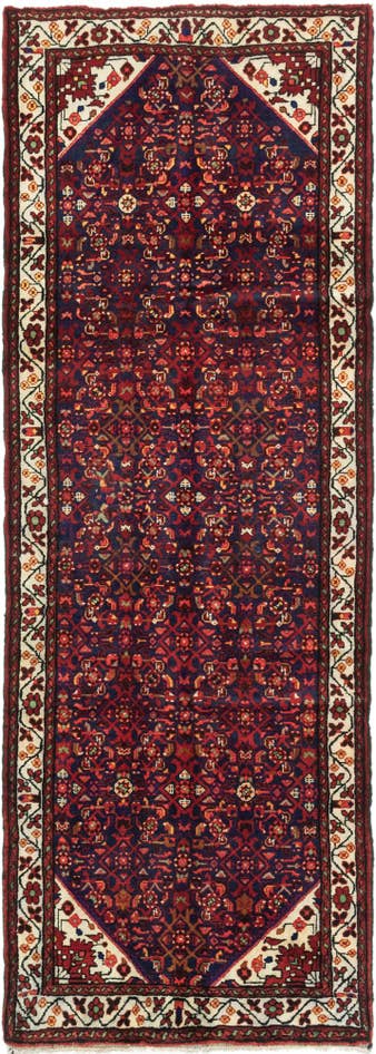 Detail image of 3' 6 x 9' 10 Hand Knotted Hossainabad Persian Wool Runner Rug