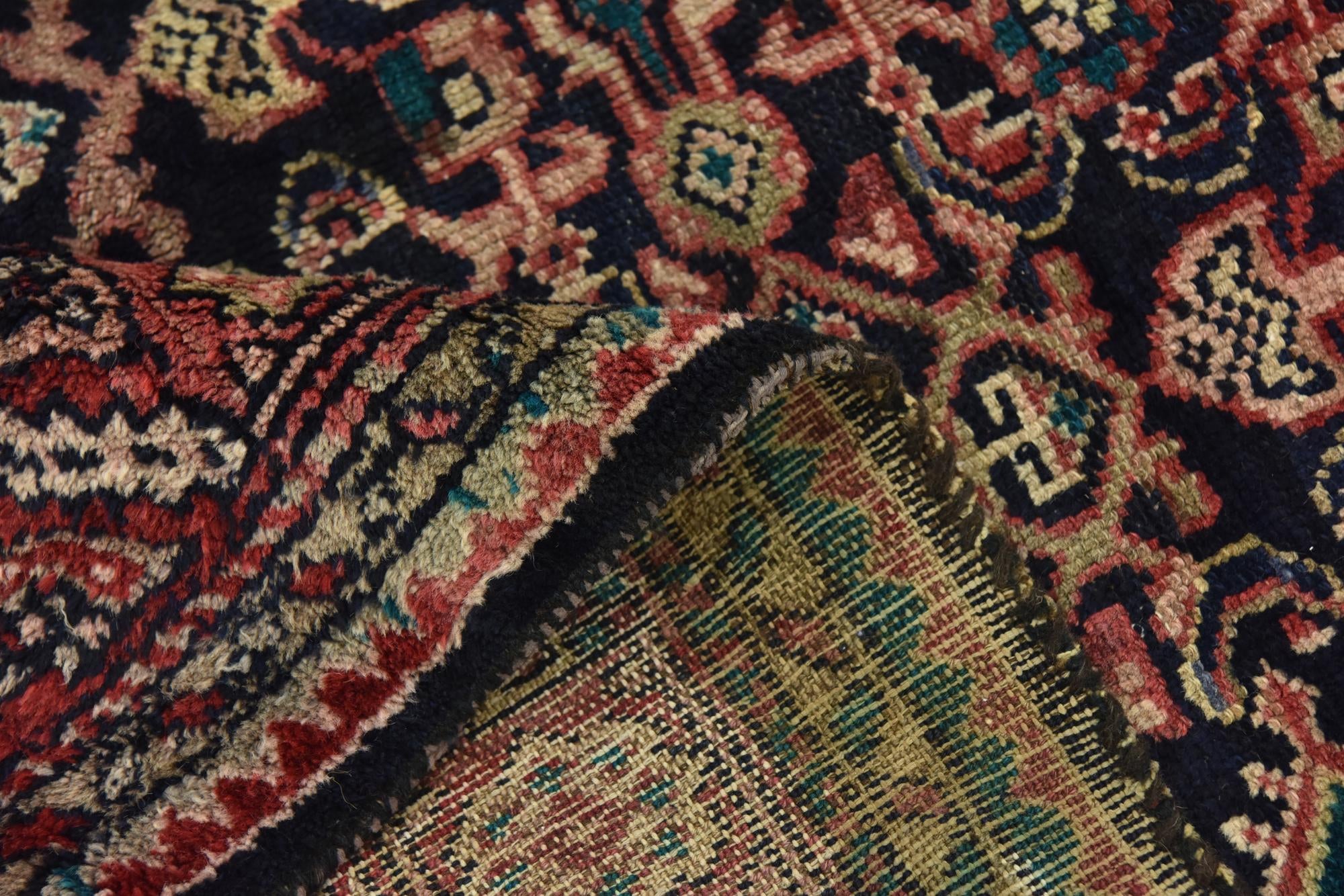 3' 8 x 11' 4 Hand Knotted Hossainabad Persian Wool Runner Rug