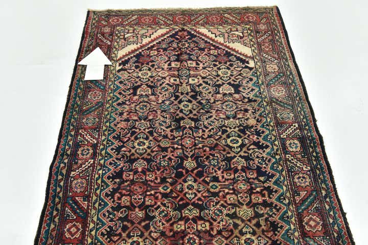 3' 8 x 11' 4 Hand Knotted Hossainabad Persian Wool Runner Rug