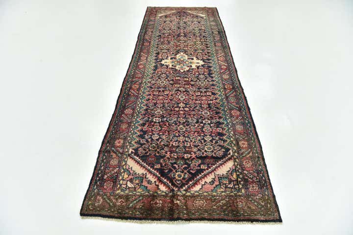 3' 8 x 11' 4 Hand Knotted Hossainabad Persian Wool Runner Rug
