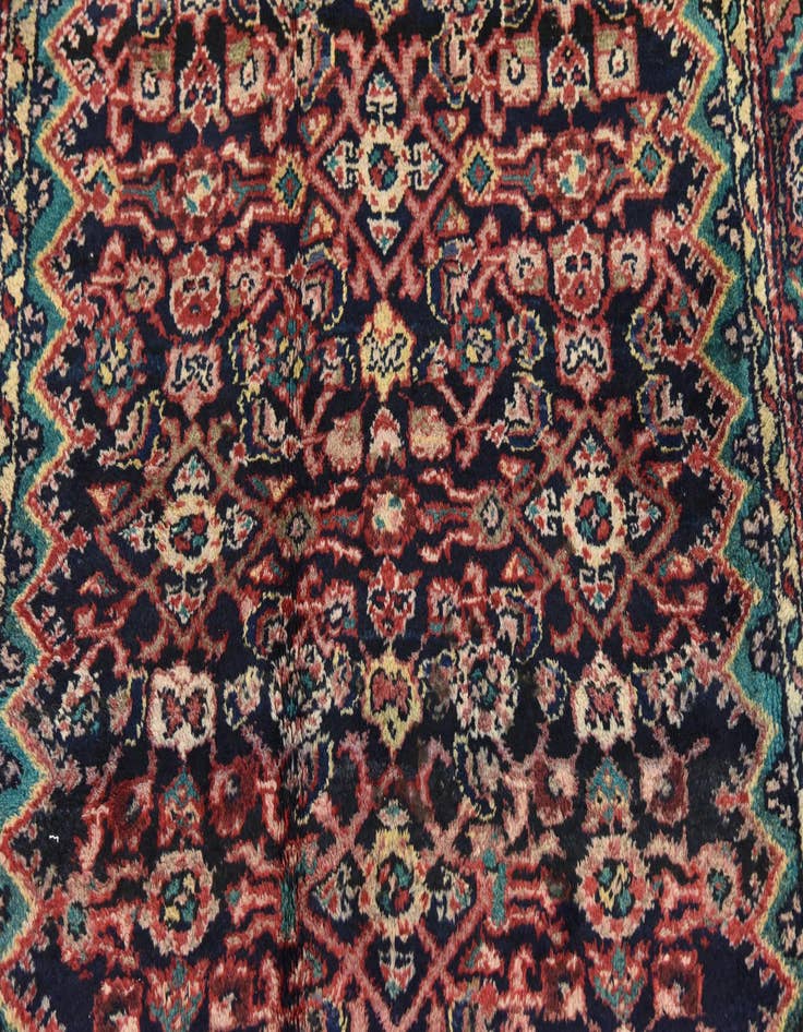 Detail image of 3' 8 x 11' 4  Hand Knotted Hossainabad Persian Wool Runner Rug