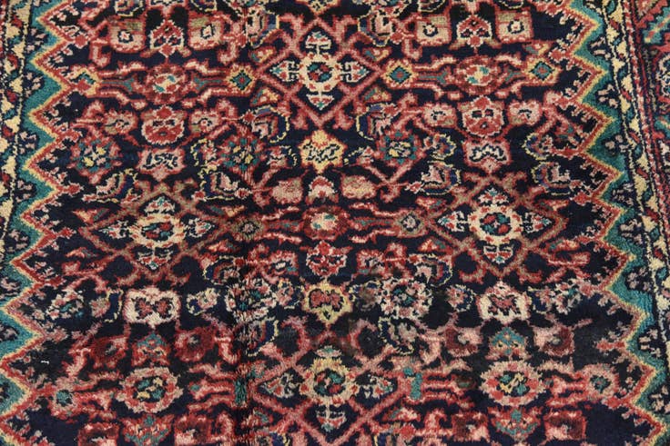 Detail image of 3' 8 x 11' 4 Hand Knotted Hossainabad Persian Wool Runner Rug
