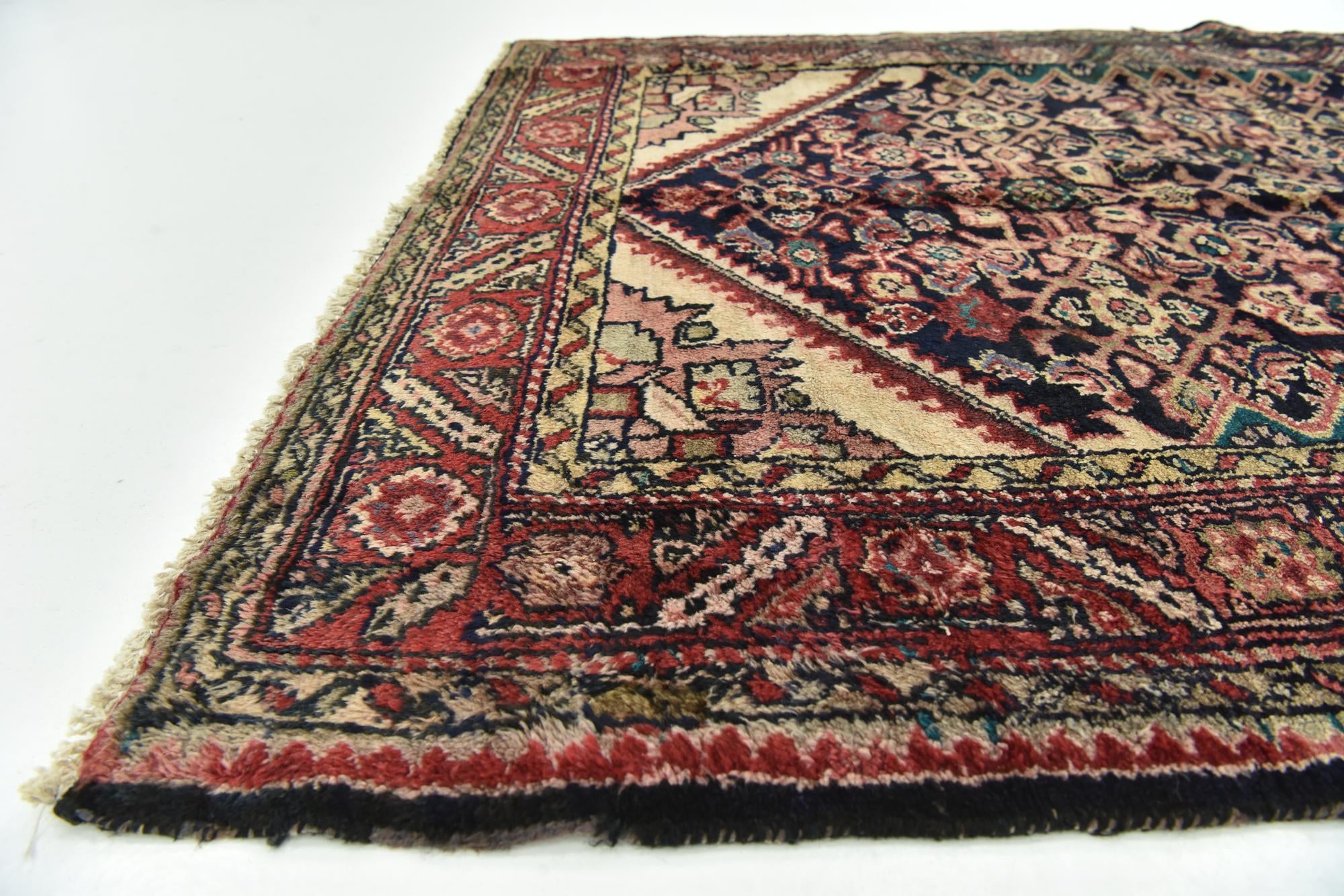 3' 8 x 11' 4 Hand Knotted Hossainabad Persian Wool Runner Rug