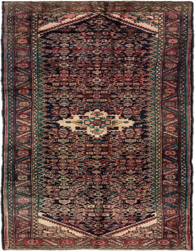 Detail image of 3' 8 x 11' 4 Hand Knotted Hossainabad Persian Wool Runner Rug