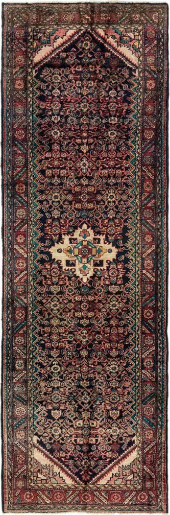 3' 8 x 11' 4 Hand Knotted Hossainabad Persian Wool Runner Rug