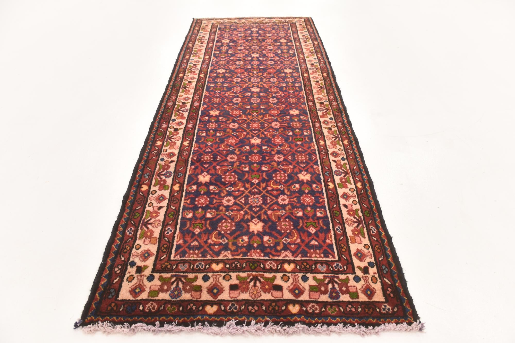 110cm x 290cm anudado a mano Hossainabad Alfombra Persa Lana Pasillera