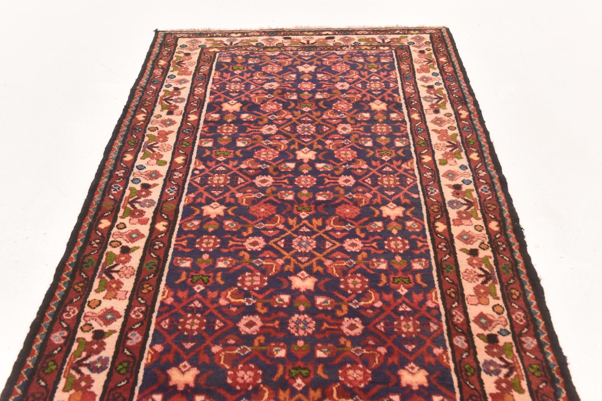 110cm x 290cm anudado a mano Hossainabad Alfombra Persa Lana Pasillera