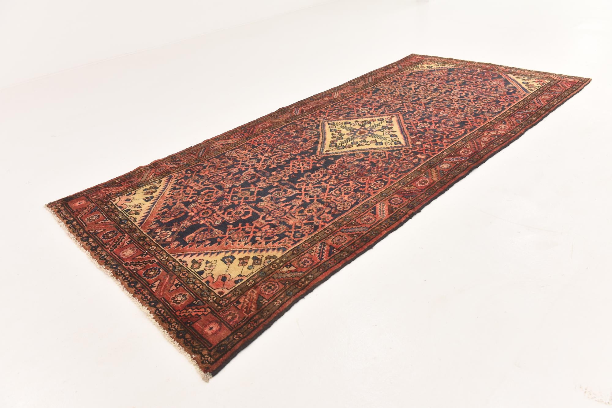 145cm x 325cm anudado a mano Hossainabad Alfombra Persa Lana Pasillera