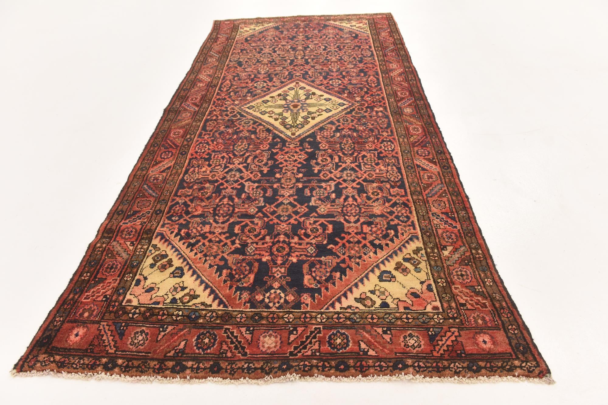 145cm x 325cm anudado a mano Hossainabad Alfombra Persa Lana Pasillera