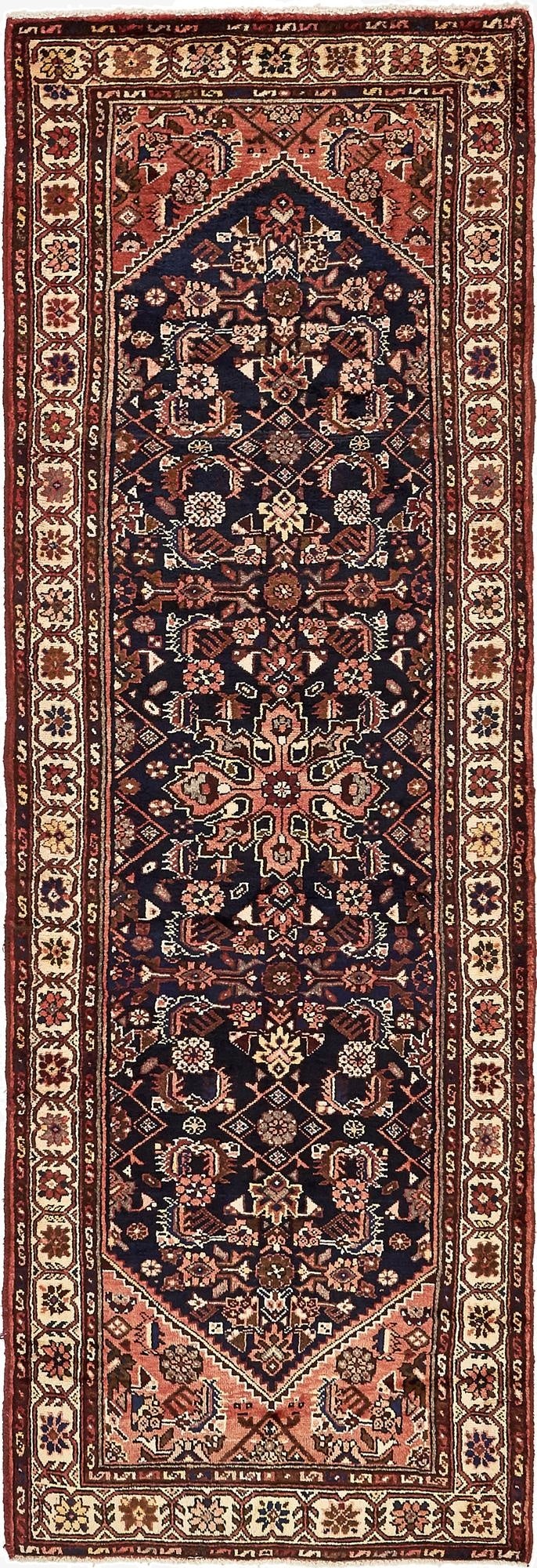 3' 6 x 10' 4  Hand Knotted Hossainabad Persian Wool Runner Rug