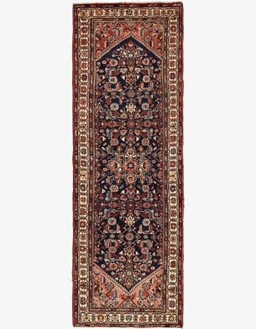 3' 6 x 10' 4 Hand Knotted Hossainabad Persian Wool Runner Rug