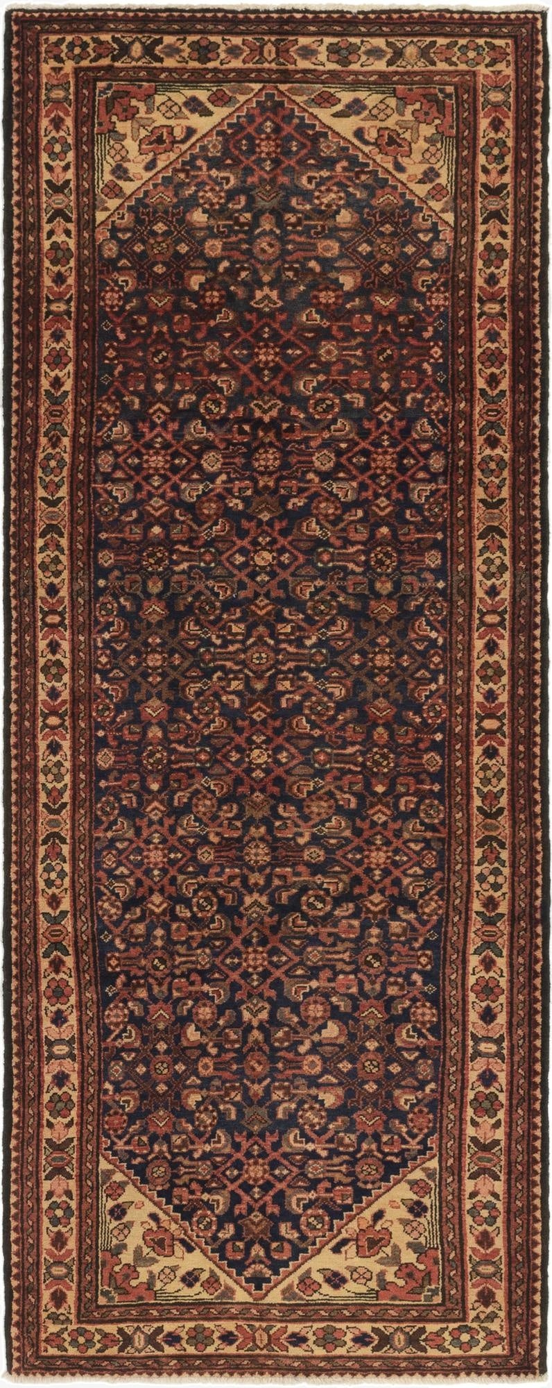 3' 10 x 10'  Hand Knotted Hossainabad Persian Wool Runner Rug
