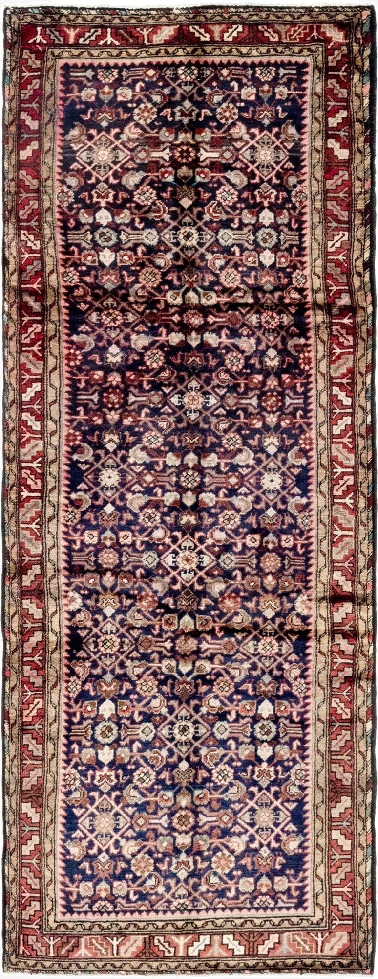 3' 7 x 9' 6  Hand Knotted Hossainabad Persian Wool Runner Rug