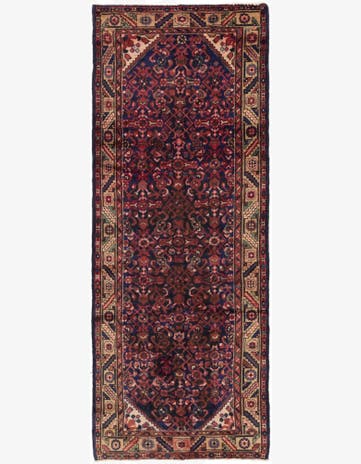 3' 7 x 9' 8 Hand Knotted Hossainabad Persian Wool Runner Rug