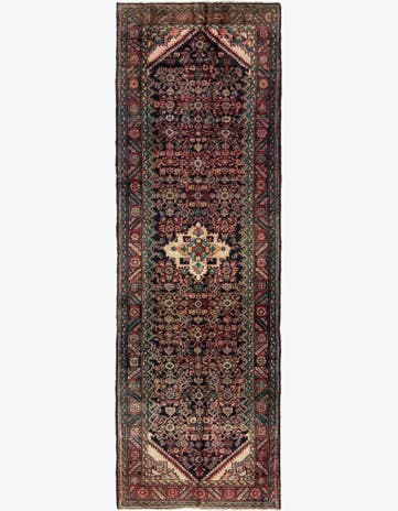 3' 8 x 11' 4 Hand Knotted Hossainabad Persian Wool Runner Rug