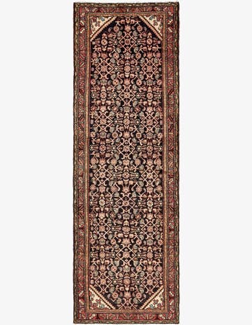 3' 7 x 10' 6 Hand Knotted Hossainabad Persian Wool Runner Rug
