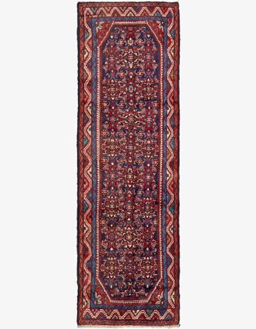 3' 6 x 10' Hand Knotted Hossainabad Persian Wool Runner Rug