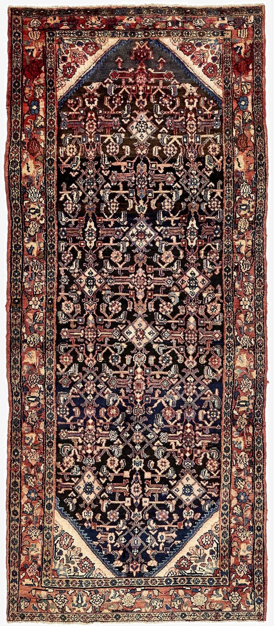 130cm x 302cm  Hand Knotted Hossainabad Persian Wool Runner Rug