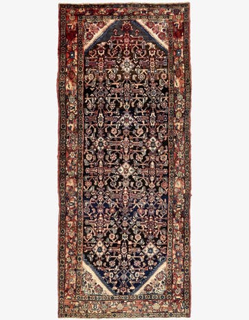 4' 3 x 9' 11 Hand Knotted Hossainabad Persian Wool Runner Rug