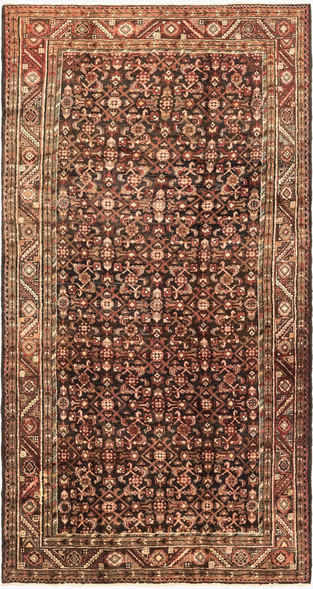 5' 2 x 10' 2  Hand Knotted Hossainabad Persian Wool Runner Rug