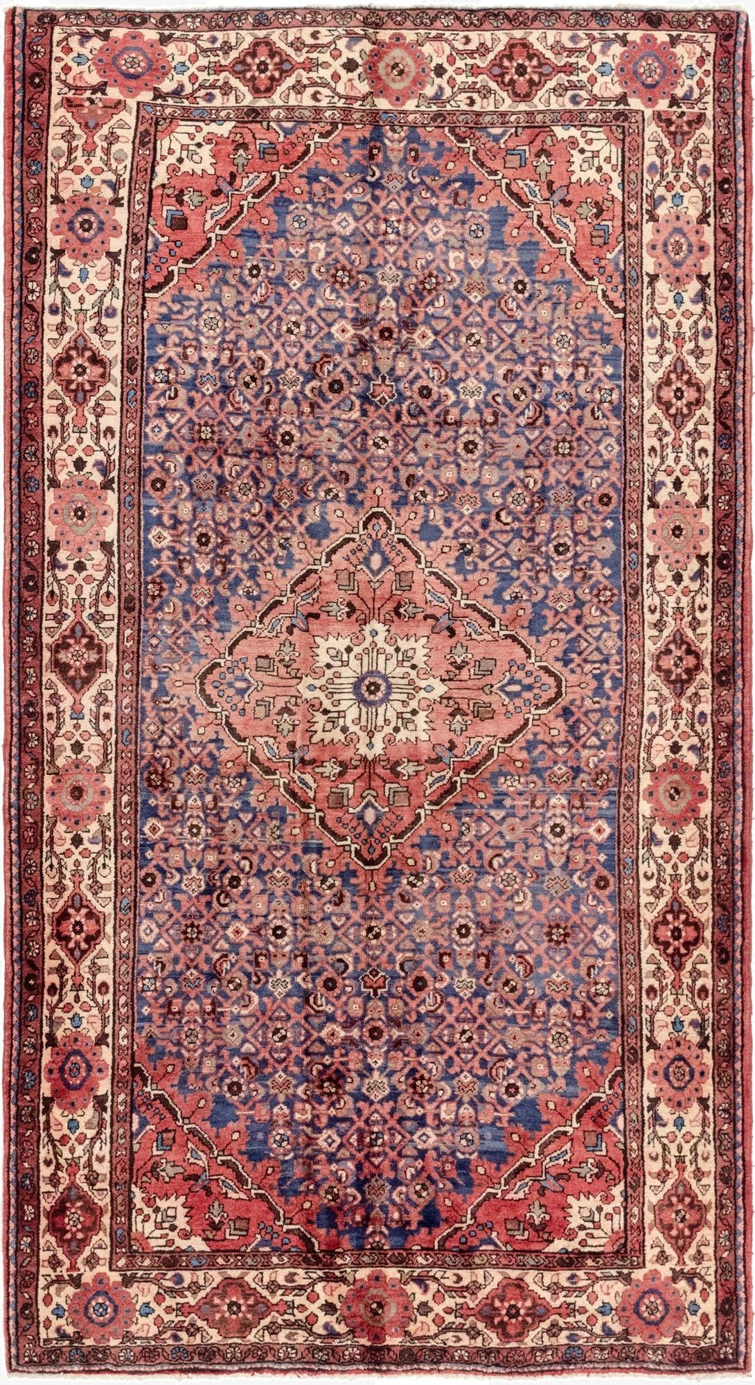 5' 9 x 10' 8  Hand Knotted Hossainabad Persian Wool Runner Rug