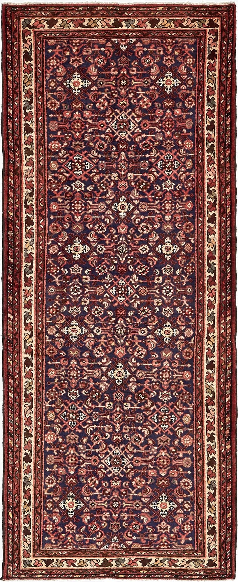 3' 10 x 9' 8  Hand Knotted Hossainabad Persian Wool Runner Rug