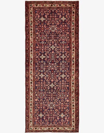 3' 10 x 9' 8 Hand Knotted Hossainabad Persian Wool Runner Rug