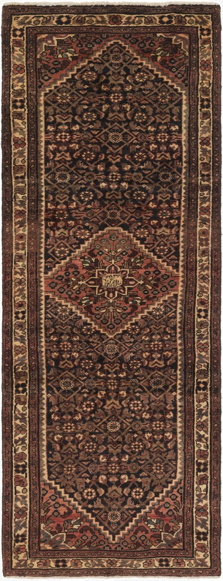 3' 6 x 9' 9  Hand Knotted Hossainabad Persian Wool Runner Rug