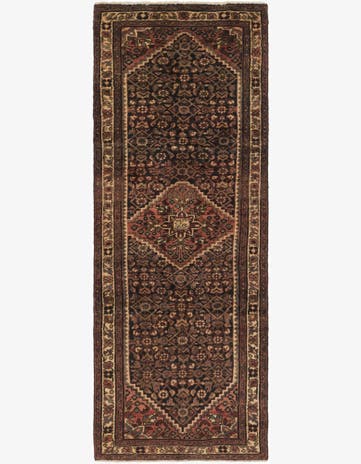 3' 6 x 9' 9 Hand Knotted Hossainabad Persian Wool Runner Rug