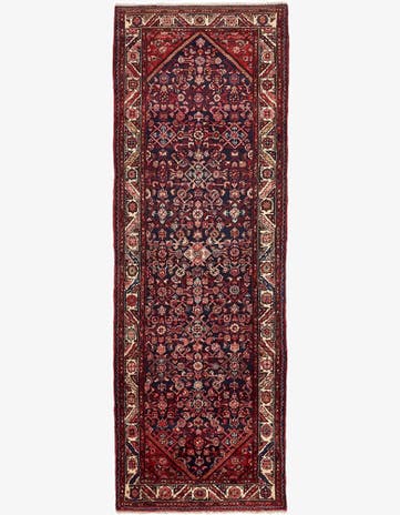 3' 9 x 10' 9 Hand Knotted Hossainabad Persian Wool Runner Rug