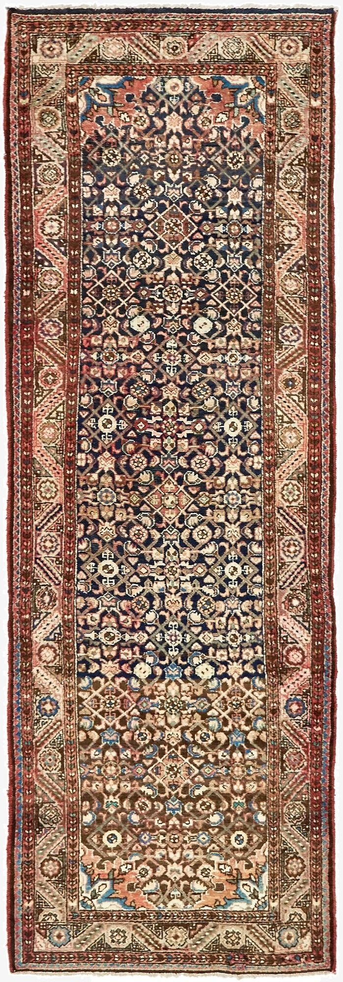 3' 8 x 10' 6  Hand Knotted Hossainabad Persian Wool Runner Rug