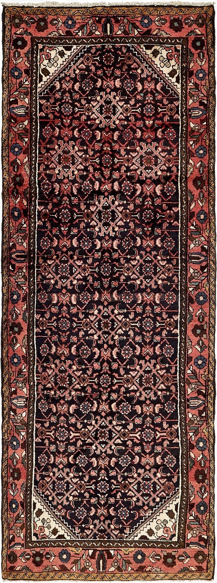 3' 5 x 9' 6  Hand Knotted Hossainabad Persian Wool Runner Rug