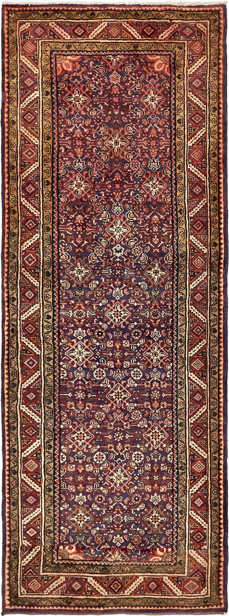 3' 10 x 10' 5  Hand Knotted Hossainabad Persian Wool Runner Rug