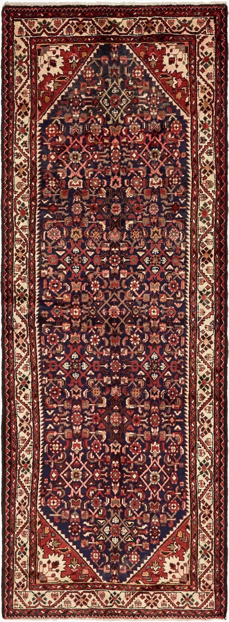 3' 8 x 10' 2  Hand Knotted Hossainabad Persian Wool Runner Rug