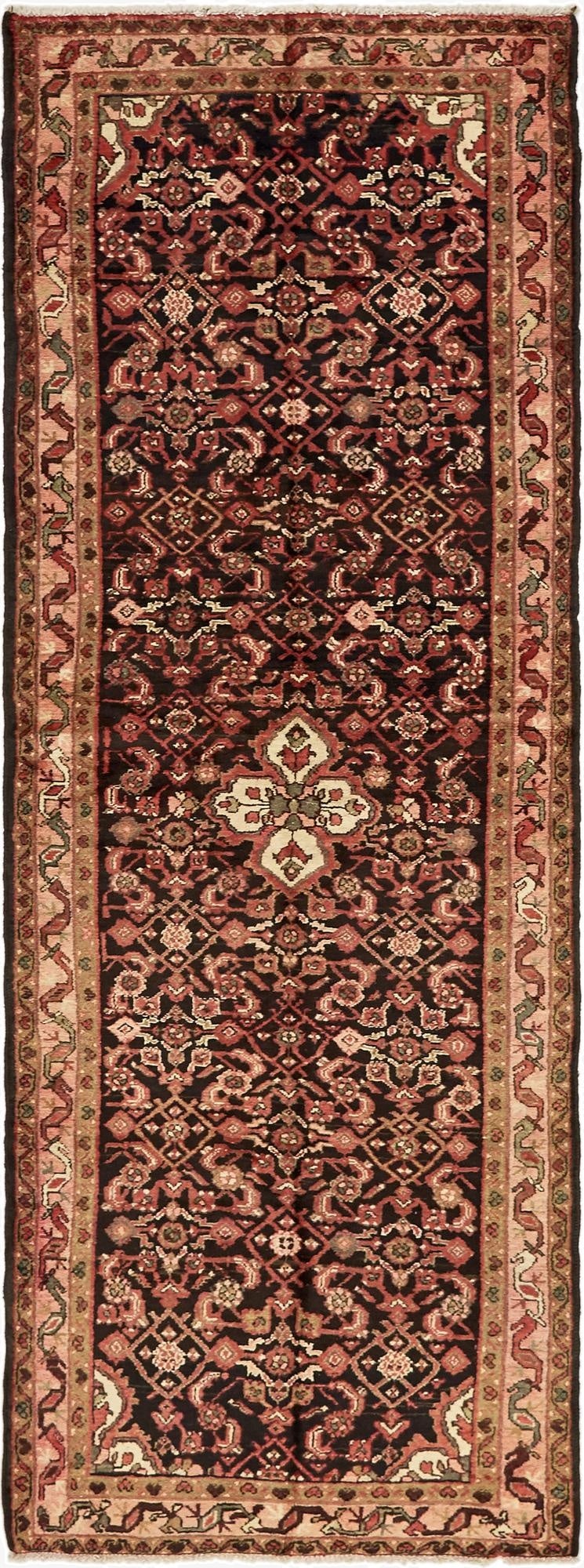 3' 9 x 10' 2  Hand Knotted Hossainabad Persian Wool Runner Rug