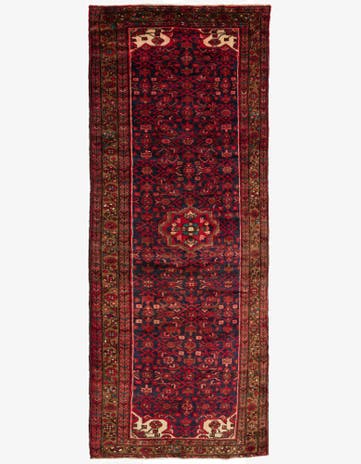 4' x 10' 2 Hand Knotted Hossainabad Persian Wool Runner Rug