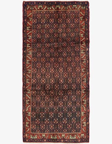 3' 9 x 8' 7 Hand Knotted Hossainabad Persian Wool Runner Rug
